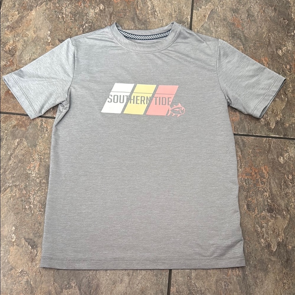 Southern Tide Gray Tee with Colorful Logo